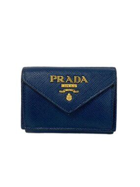 Prada Trifold Wallet Navy Leather